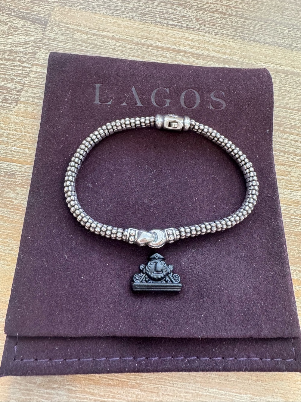 LAGOS Silver Beaded Bracelet with diamonds. - Picture 4 of 8